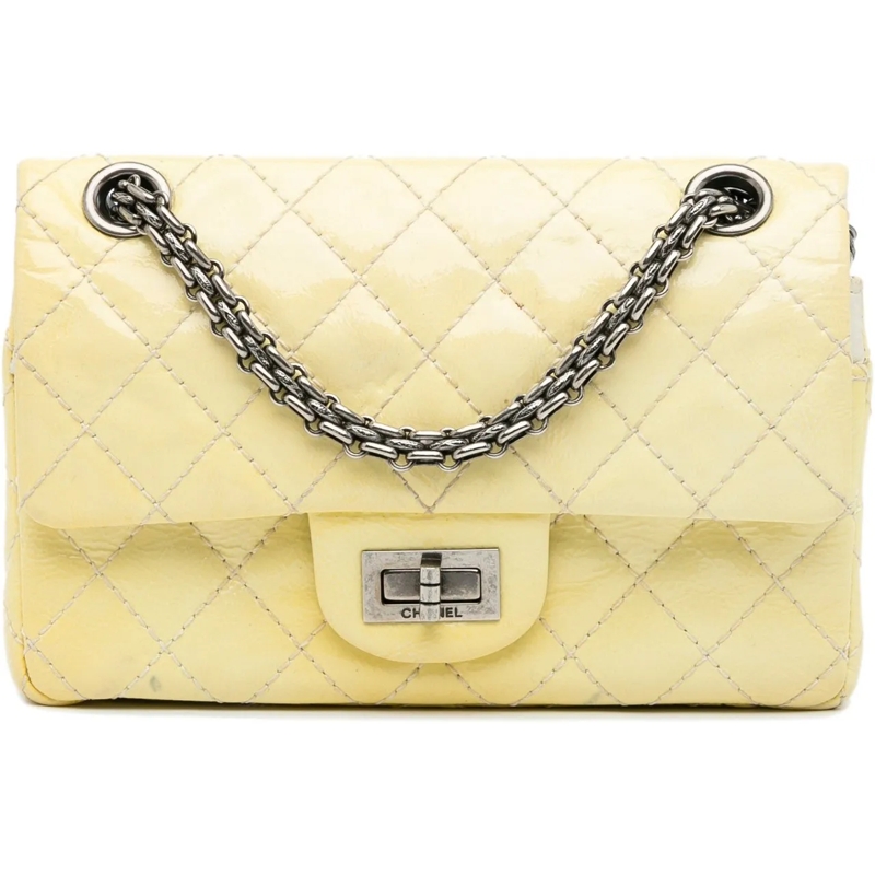 Chanel Schultertasche Mini Reissue 2.55 Patent Double Flap gelb