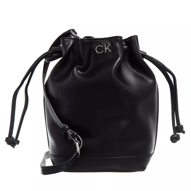 Calvin Klein Re Lock Drawstring Bag Small Ck Black Bucket Bag