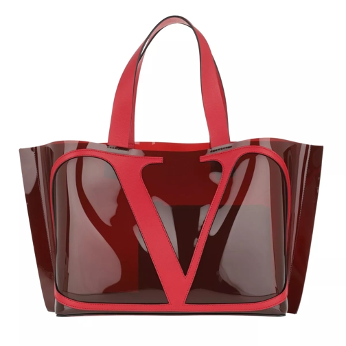 Valentino Garavani Logo Tote Bag PVC Rubin/Rouge Draagtas