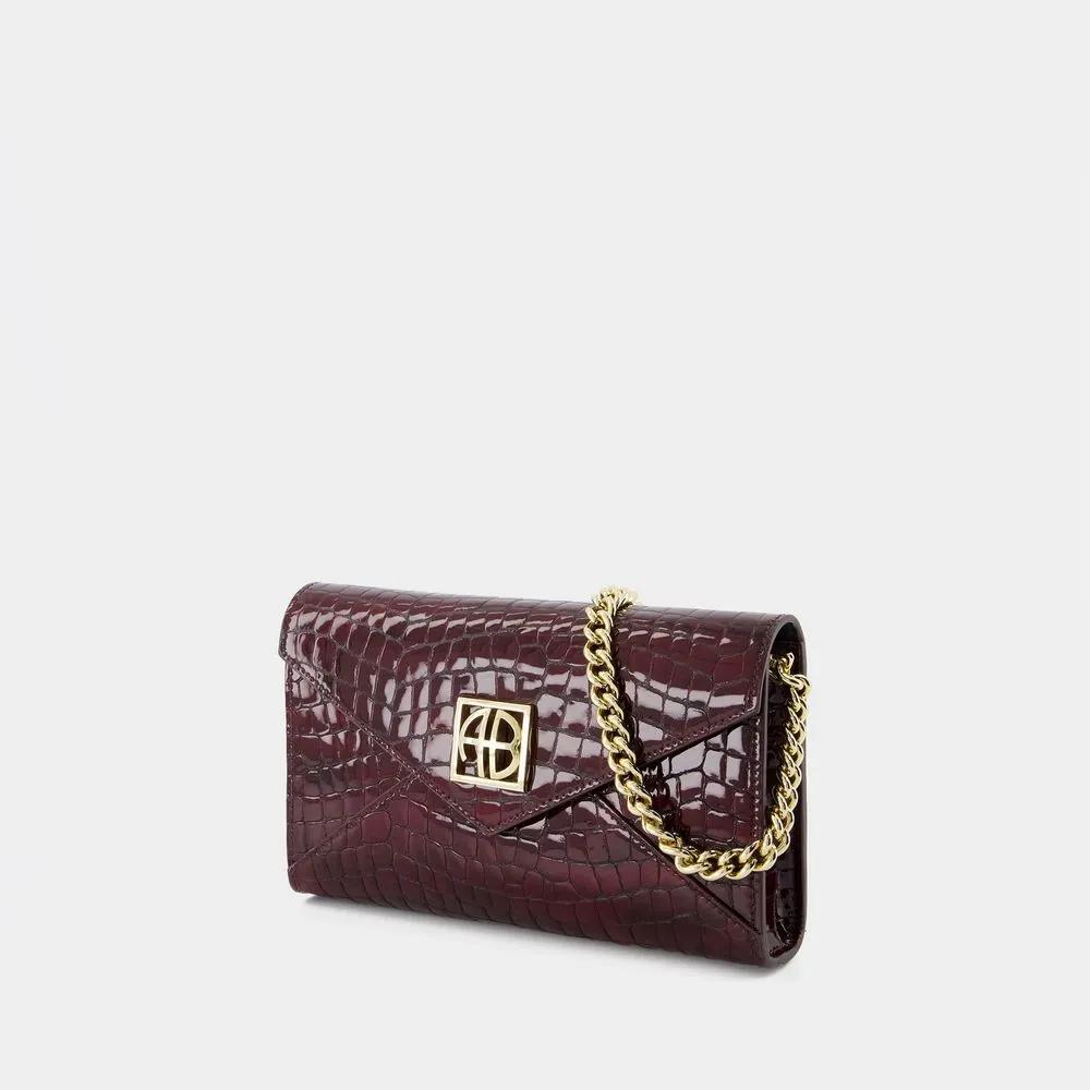 Anine Bing Clutches Elly Small Clutch Leather Burgundy in rood