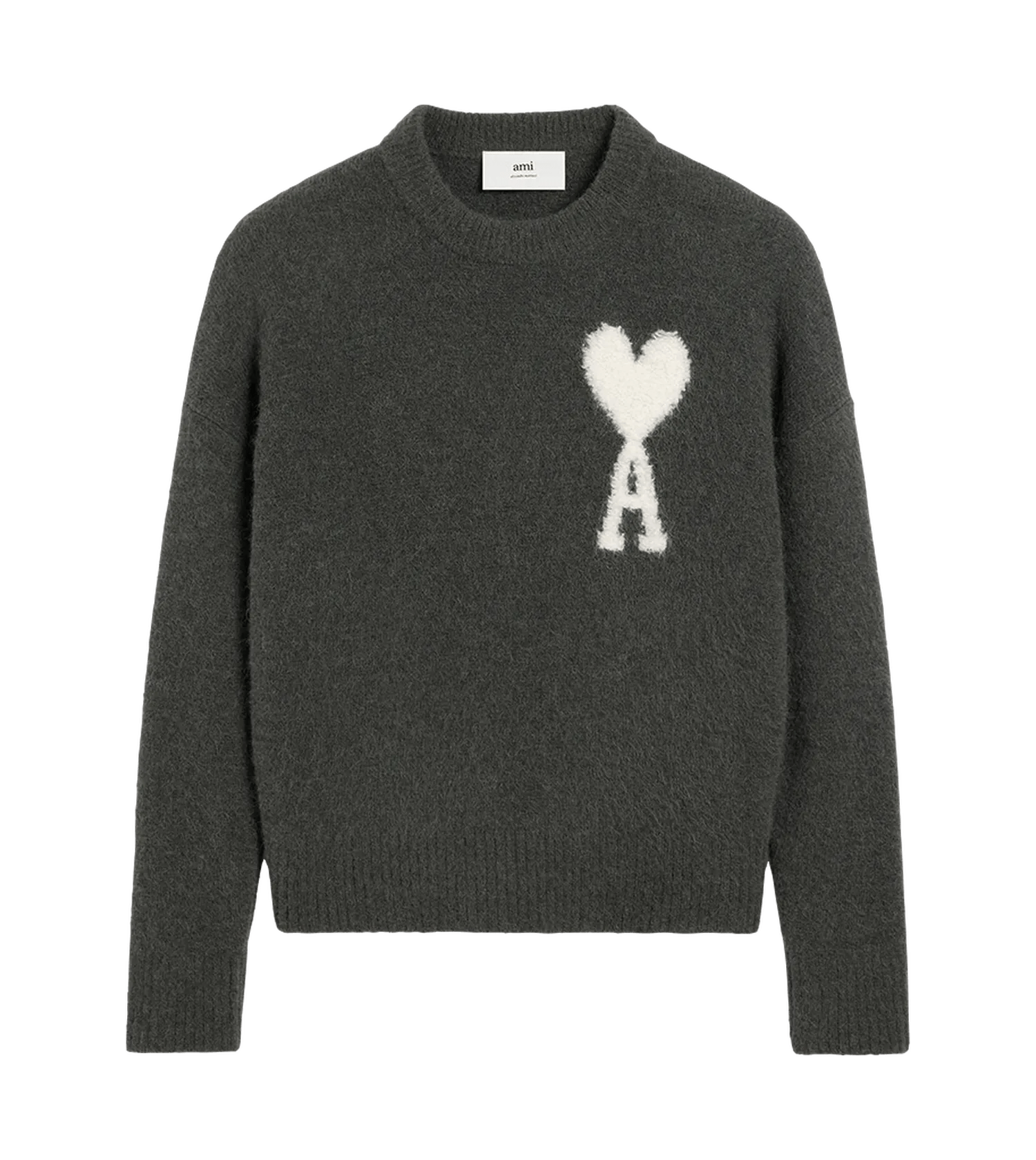 AMI Paris - Pullover aus Alpakamischung mit Logo - Größe XL - grau