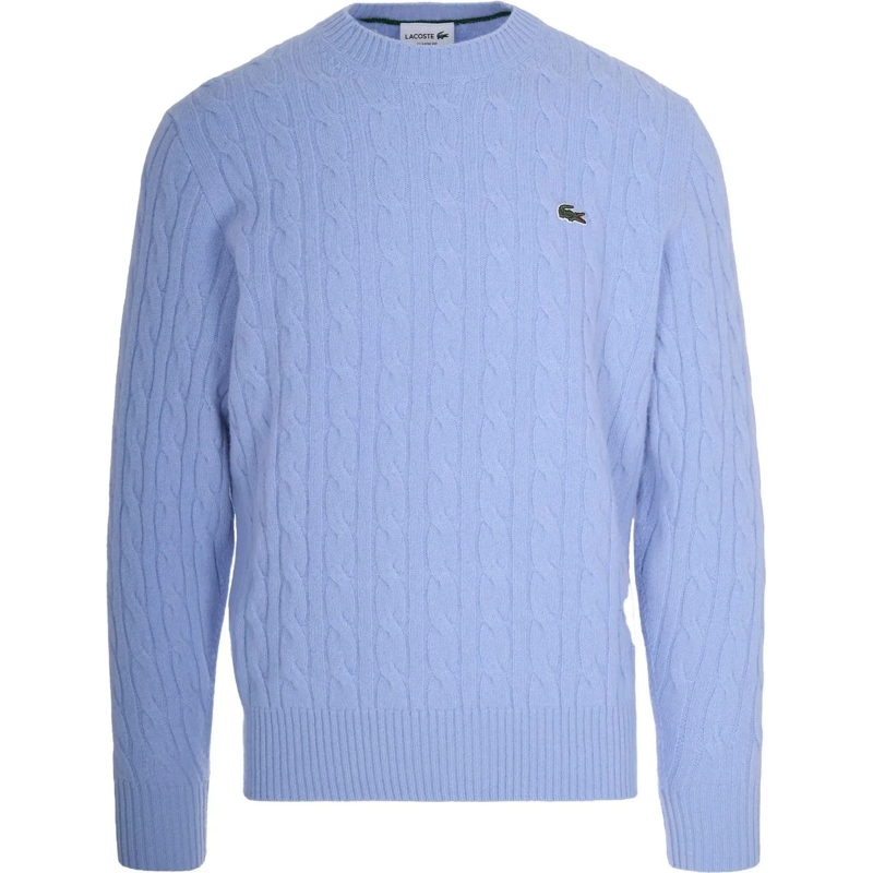 Lacoste  Crew-Neck Braided Sweater Blue