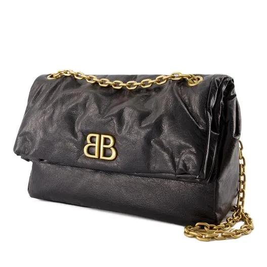 Balenciaga Shoppers Monaco Chain M Shoulder Bag Leather Black in zwart