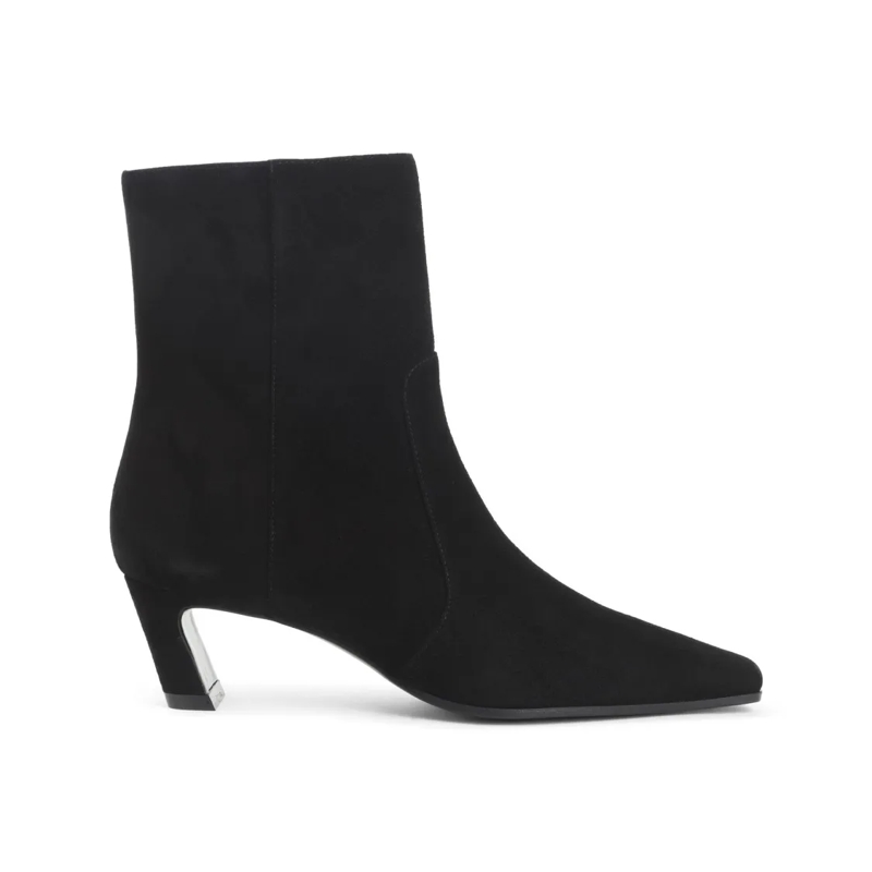 Stuart Weitzman Bottes Pointed Toe Ankle Boots With Mid-Height Heel Black