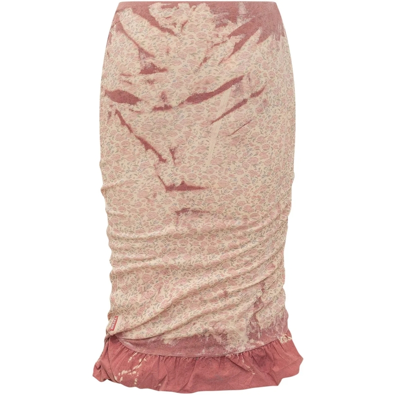 Diesel Jupe longue Gonna Midi Drappeggiata con Fondo Arricciato rose(Image 2)