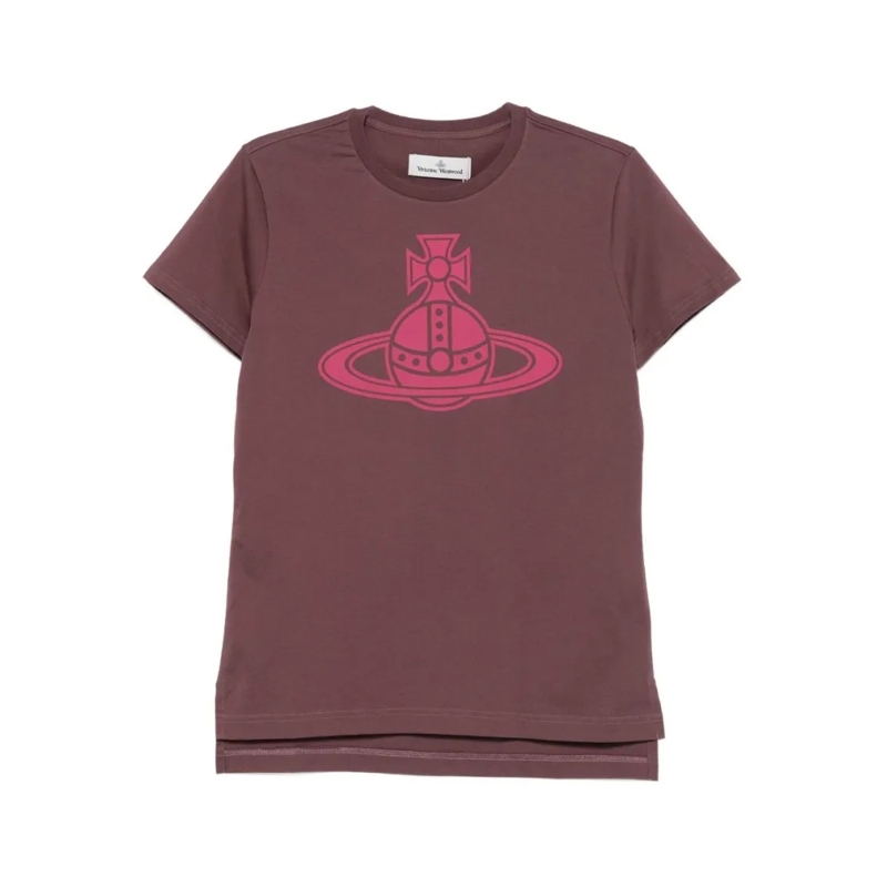 Vivienne Westwood T-shirt Cotton T-Shirt With Orb Graphic Print In Muted Pur Burgundy