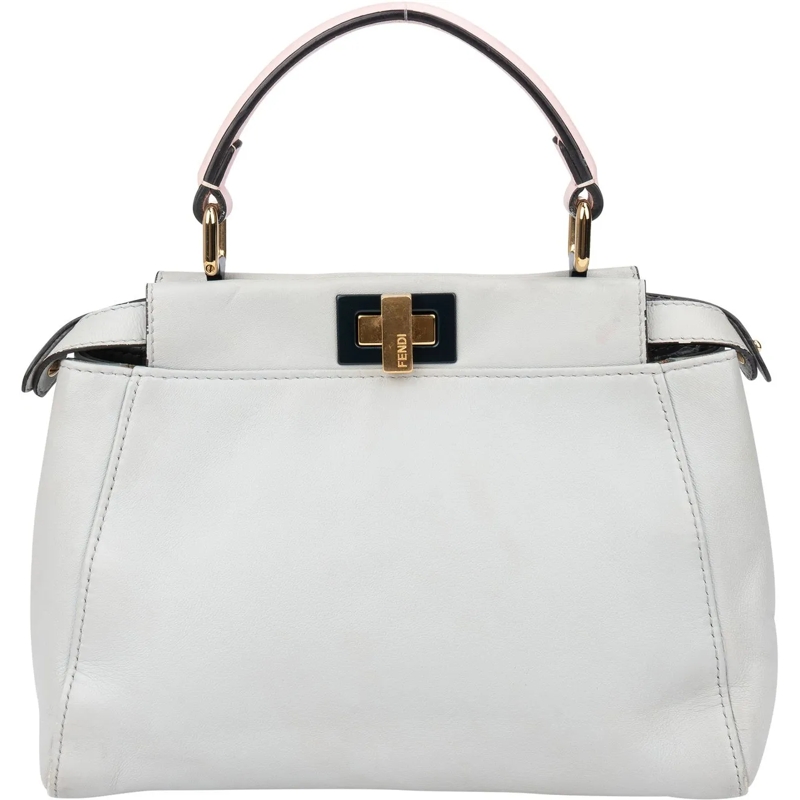 Fendi Tote Fendi Grey Leather Peekaboo Handbag weiß