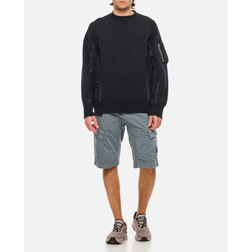 Sacai Pullover Sponge Sweat X Nylon Twill Pullover Black