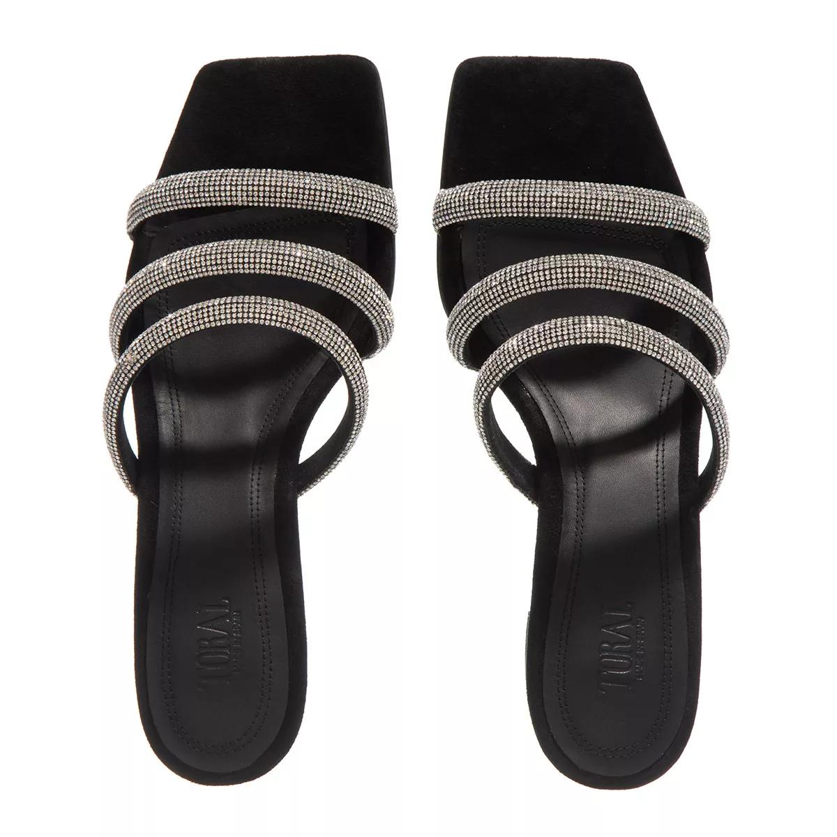 toral sandales, toral metallic sandals with strass en noir - pour dames