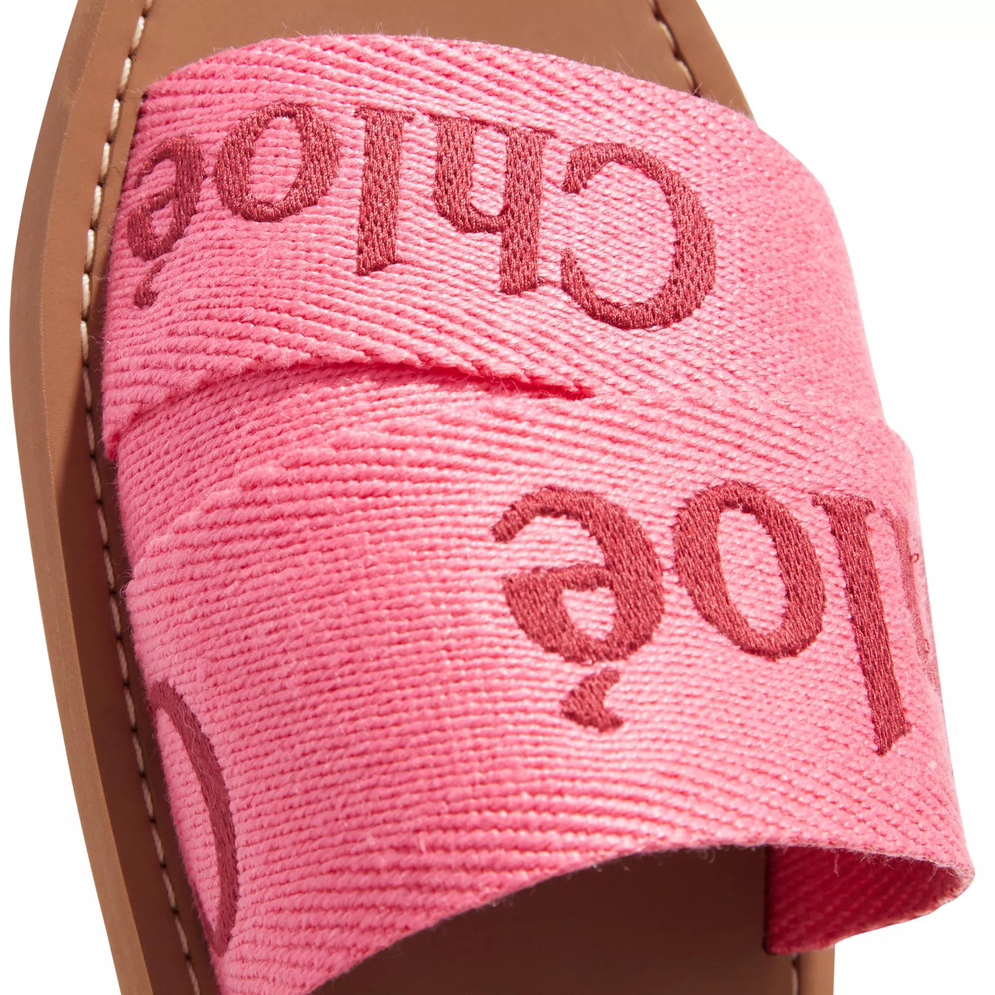 Chlo Woody Flat Slides Pink Slide