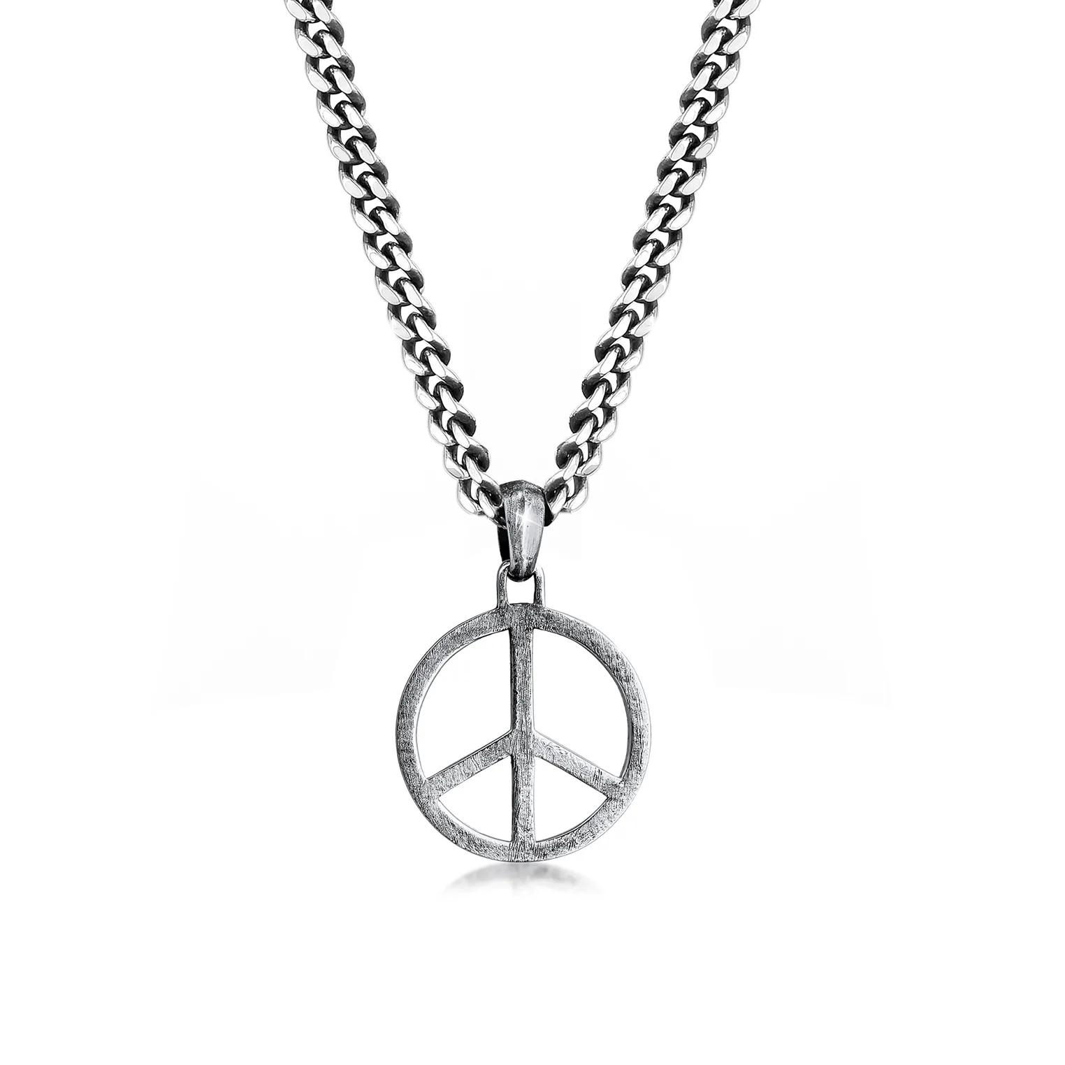 Kuzzoi Halsketten - Halskette KUZZOI Halskette Männerkette Peace Oxidi - Gr. unisize - in Silber - für Damen