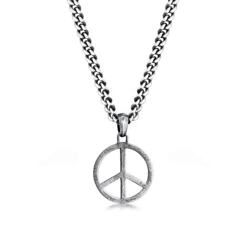 Kuzzoi Halskette Männerkette Peace Oxidiert Massiv 925 Si silber Kurze Halskette