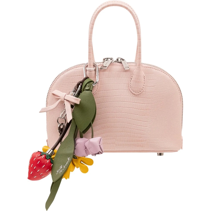 Self Portrait Schultertasche Mini Bag con Doppi Manici e Charm rose