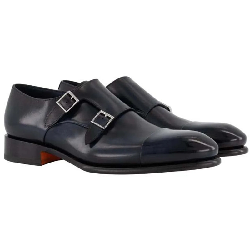 Santoni Claquettes Double Buckle Goodyear blau