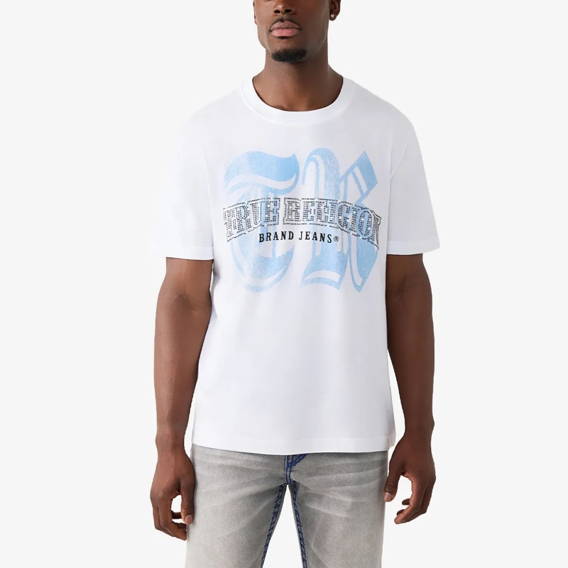 True Religion T-Shirt - Logo T-Shirt- Gerader Schnitt- Überschnittende weiss(Image 6)