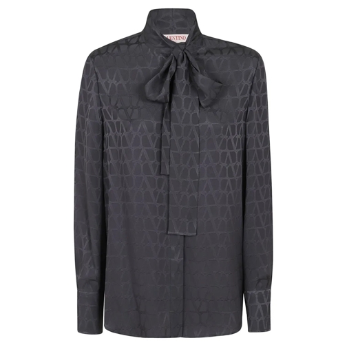 Valentino Hemden Pure Silk Shirt With Hidden Button Closure Grey