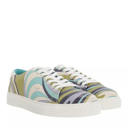 Emilio Pucci Sneakers Calf Leather Navy/Oliva lage-top sneaker