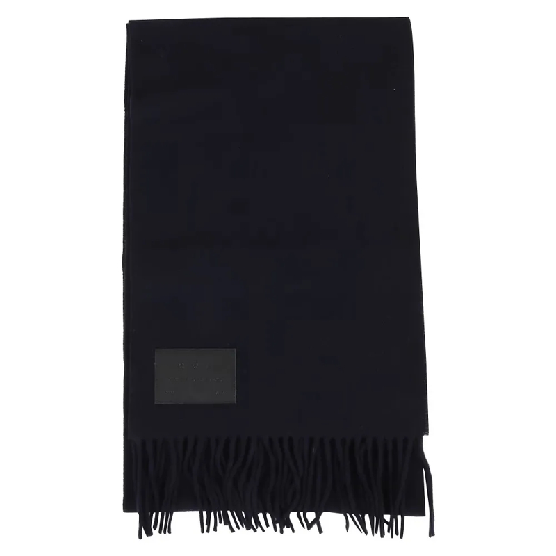 Hogan Écharpe légère Fringed Denim Scarf With Subtle Rectangular Detail Blue