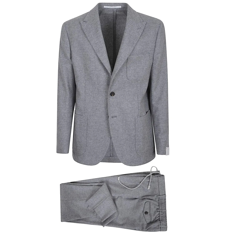 Eleventy Pakcombinatie Wool-Cashmere Blend Blazer With Tailored Fit Grey