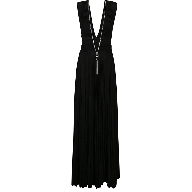 Elisabetta Franchi Robe midi Red Carpet Long Dress Black schwarz