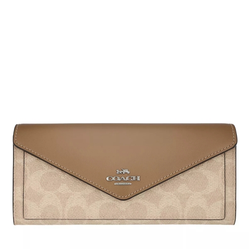 Coach Colorblock Coated Canvas Signature Soft Wallet Sand Taupe Continental Wallet