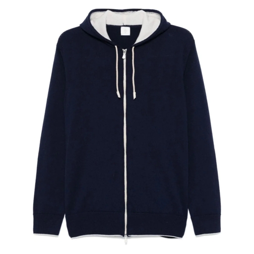 Eleventy Hoodie Cashmere Cardigan Blue