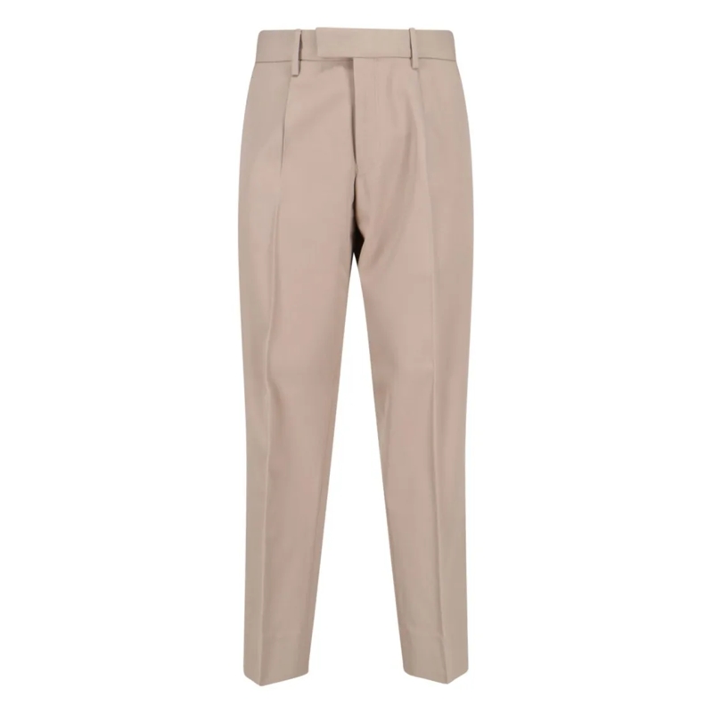 Zegna Chino Beige Mid-Rise Tailored Trousers With Pin-Tuck Det Neutrals