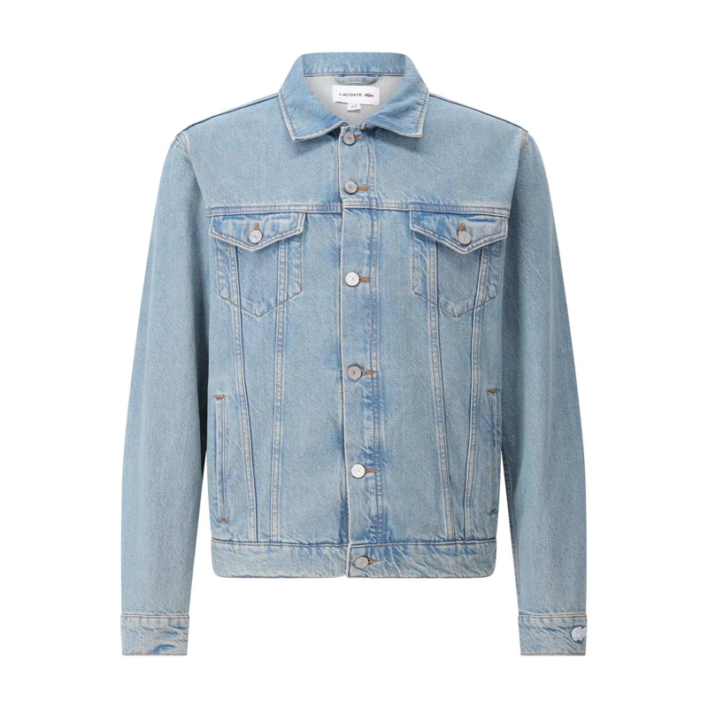 Lacoste Spijkerjasje Jeansjacke mit Logoprint Hellblau