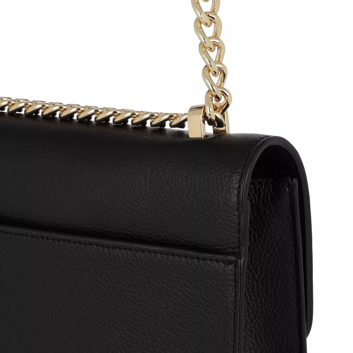 DKNY Elissa Large Leather Shoulder Bag, Black/Gold at John Lewis