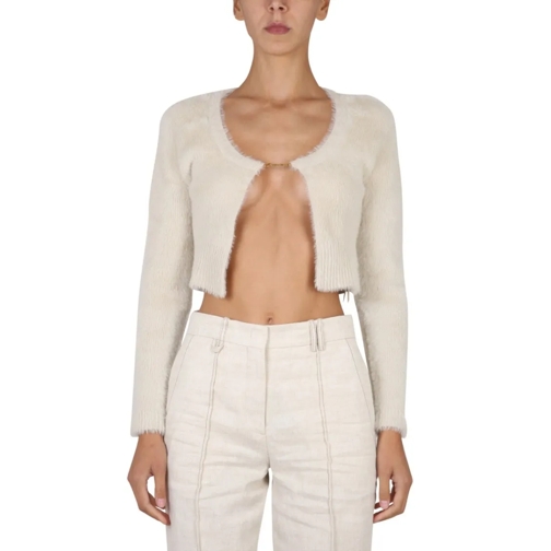 Jacquemus Strickjacke Cropped Textured Knit Cardigan White