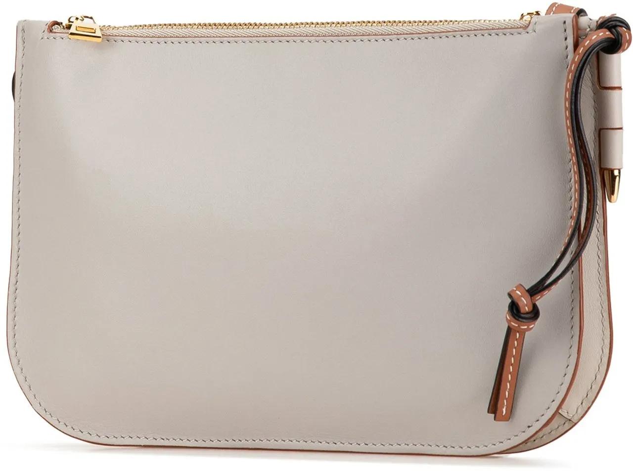 Loewe Shoppers Leather Gate Double Zip Pouch in grijs