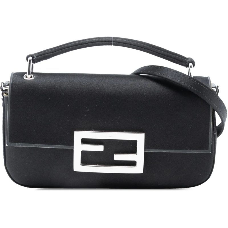 Fendi Schultertasche Satin Baguette Phone Pouch Satchel schwarz