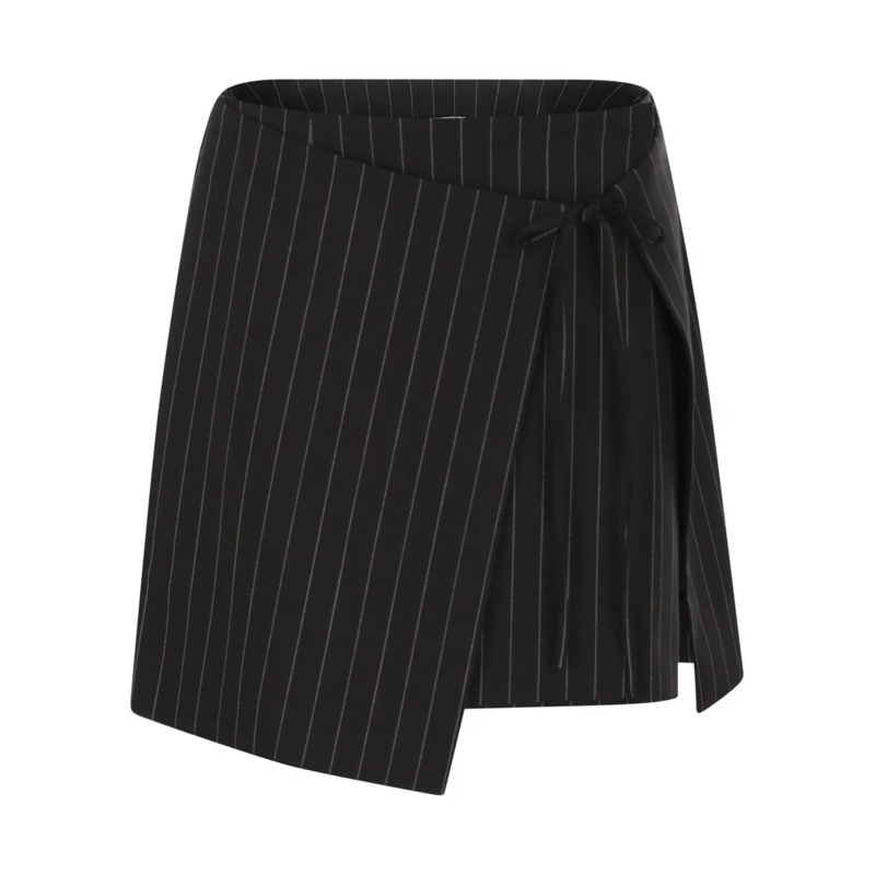 Sportmax Minirock Spxfatti - Mini Skirt In Pinstriped Gabardine Black