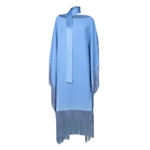 Taller Marmo Ocean Blue Kaftan Dress With Fringe Details Blue 