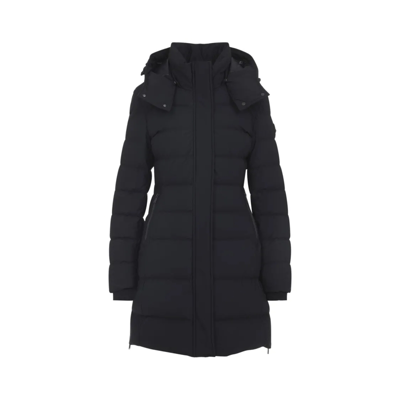 Moose Knuckles Parka Long Fitted Padded Coat With Detachable Hood And H Black