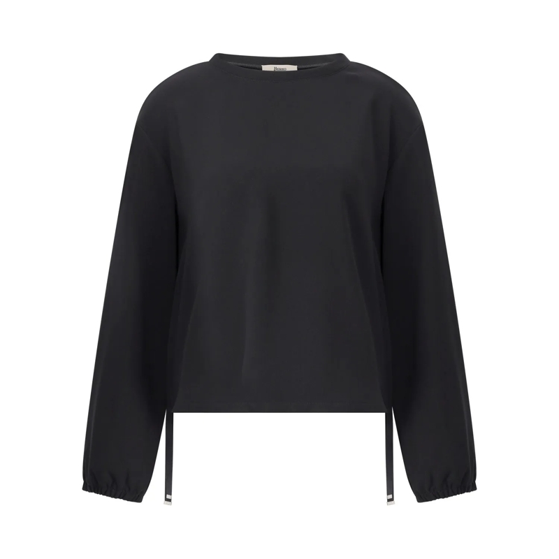 Herno Bluse Blusenshirt mit verstellbarem Saum Schwarz