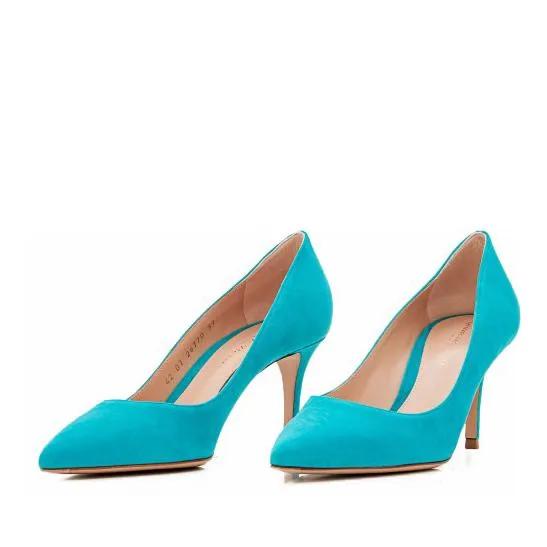 Gianvito Rossi Pumps & High Heels - Turquoise Suede Pumps - Gr. 39,5 (EU) - in Blau - für Damen