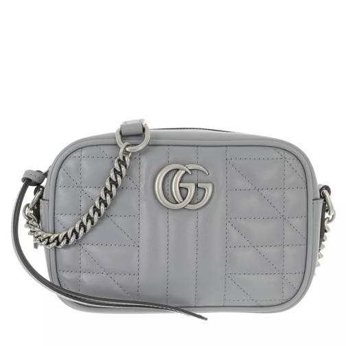 Gucci Mini GG Marmont Shoulder Bag Leather Grey Camera Bag