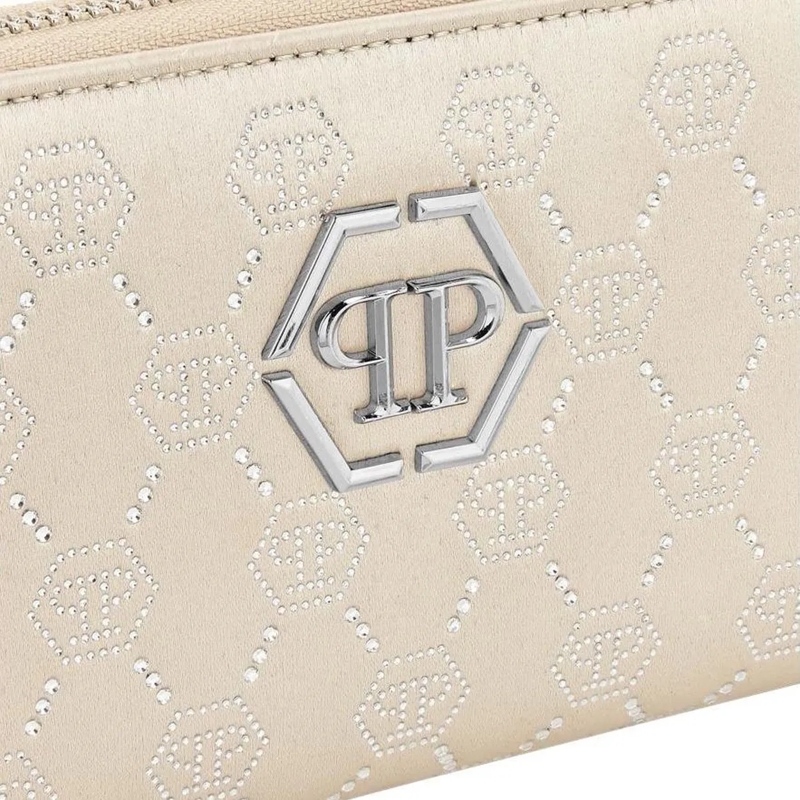 Philipp Plein Portemonnaie mit Zip-Around-Reißverschluss Brieftasche Mit Reißverschluss beige