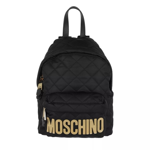 Moschino Quilted Logo Backpack Small Black Zaino