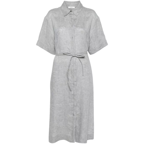 Peserico Linen Belted Shirt Dress Green 