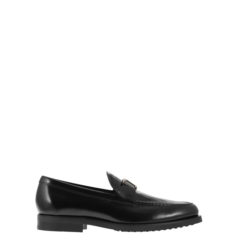 Tod's Mocassin Leather Moccasin With T Accessory Black