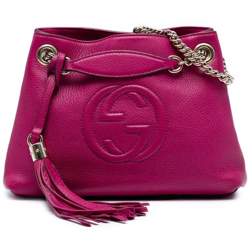 Gucci Shopper Small Leather Soho Chain Tote rose