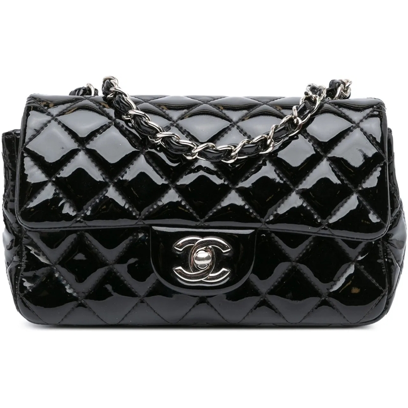 Chanel Sac à bandoulière Mini Rectangular Classic Patent Single Flap schwarz