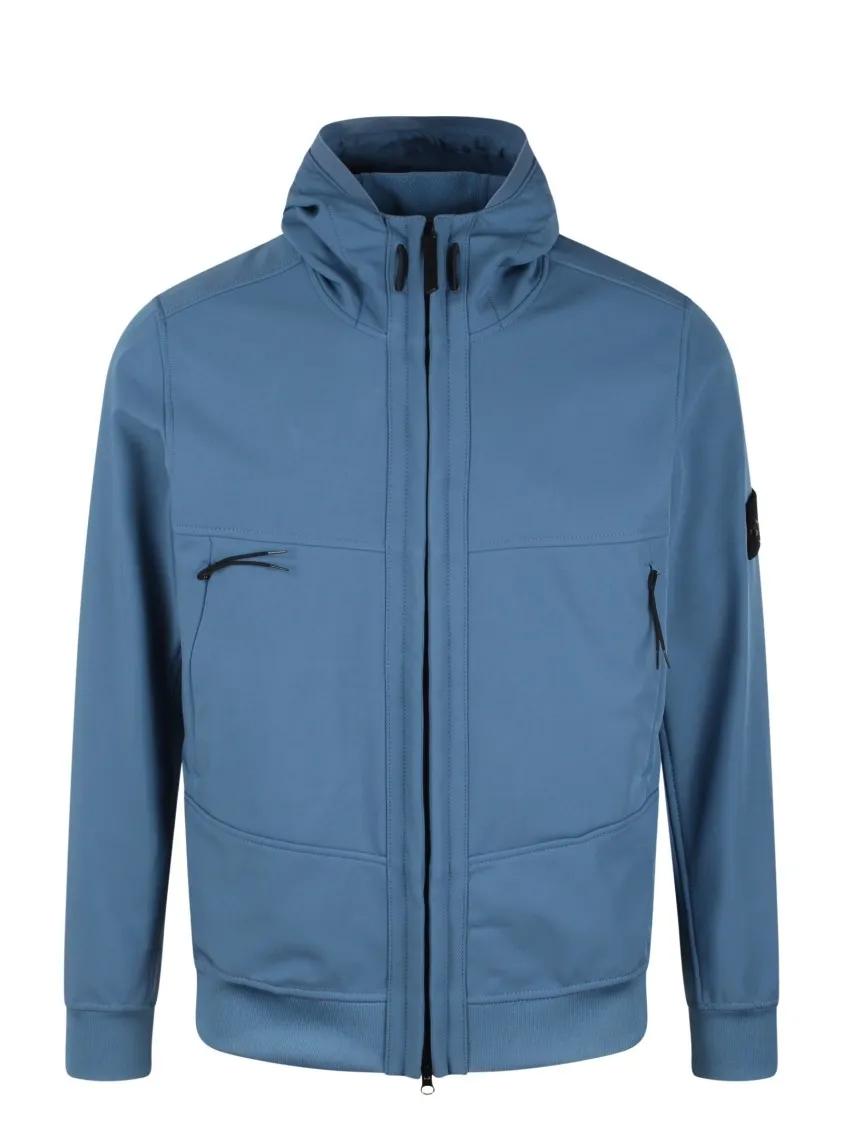 Stone Island - Soft Shell- Technology Hooded Jacket - Größe S - blau