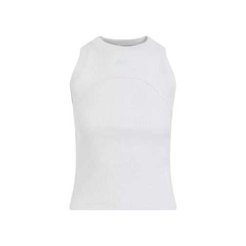 Off-White Stamp Rib Round White Cotton Tank Top White 