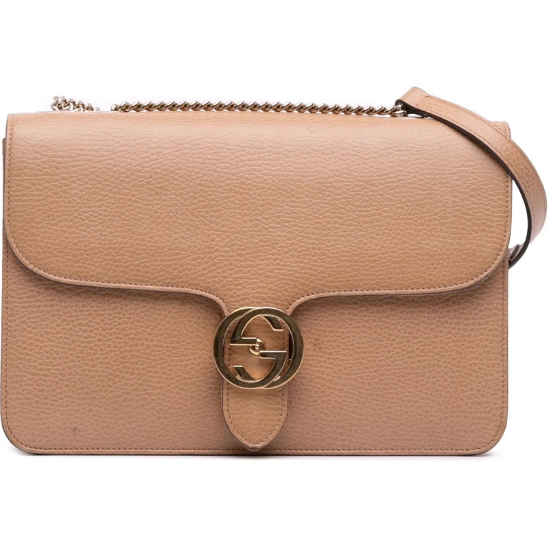 Gucci Schultertasche Medium Dollar Calfskin Interlocking G Crossbody braun