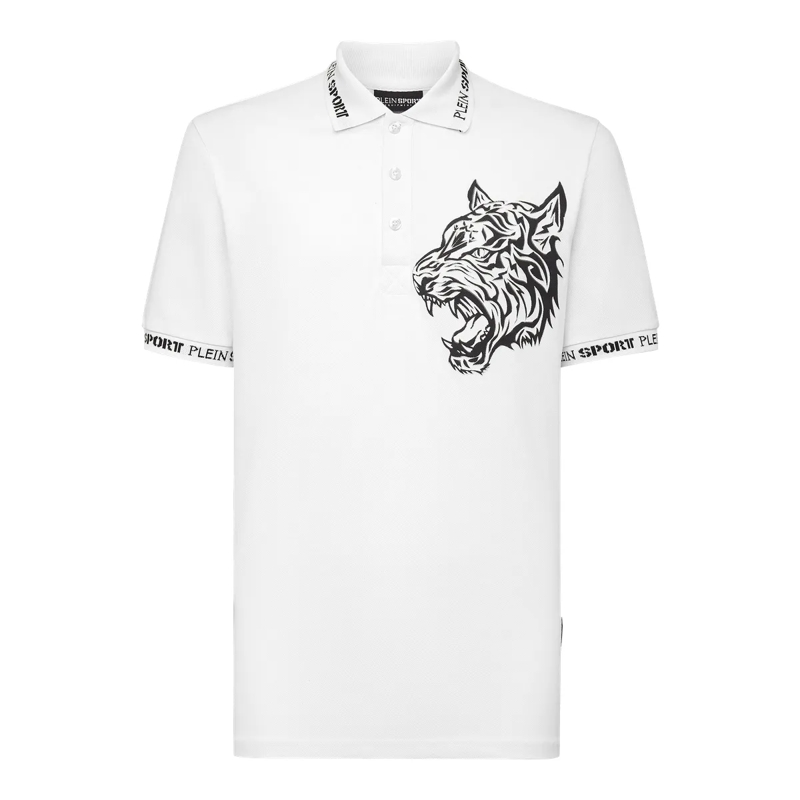 Plein Sport Top Poloshirt Tiger weiss