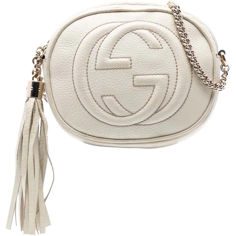 Gucci Sac à bandoulière Mini Pebbled Calfskin Soho Chain Crossbody weiß