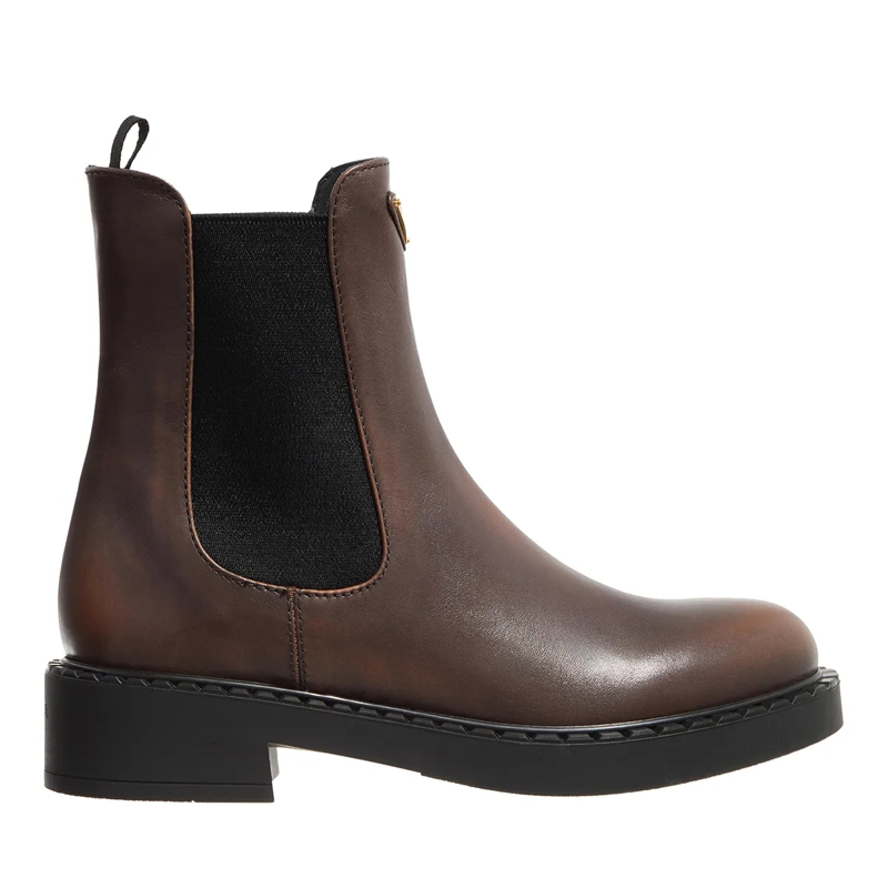 Prada Chelsea Boots Calf Leather Boots Dark Brown